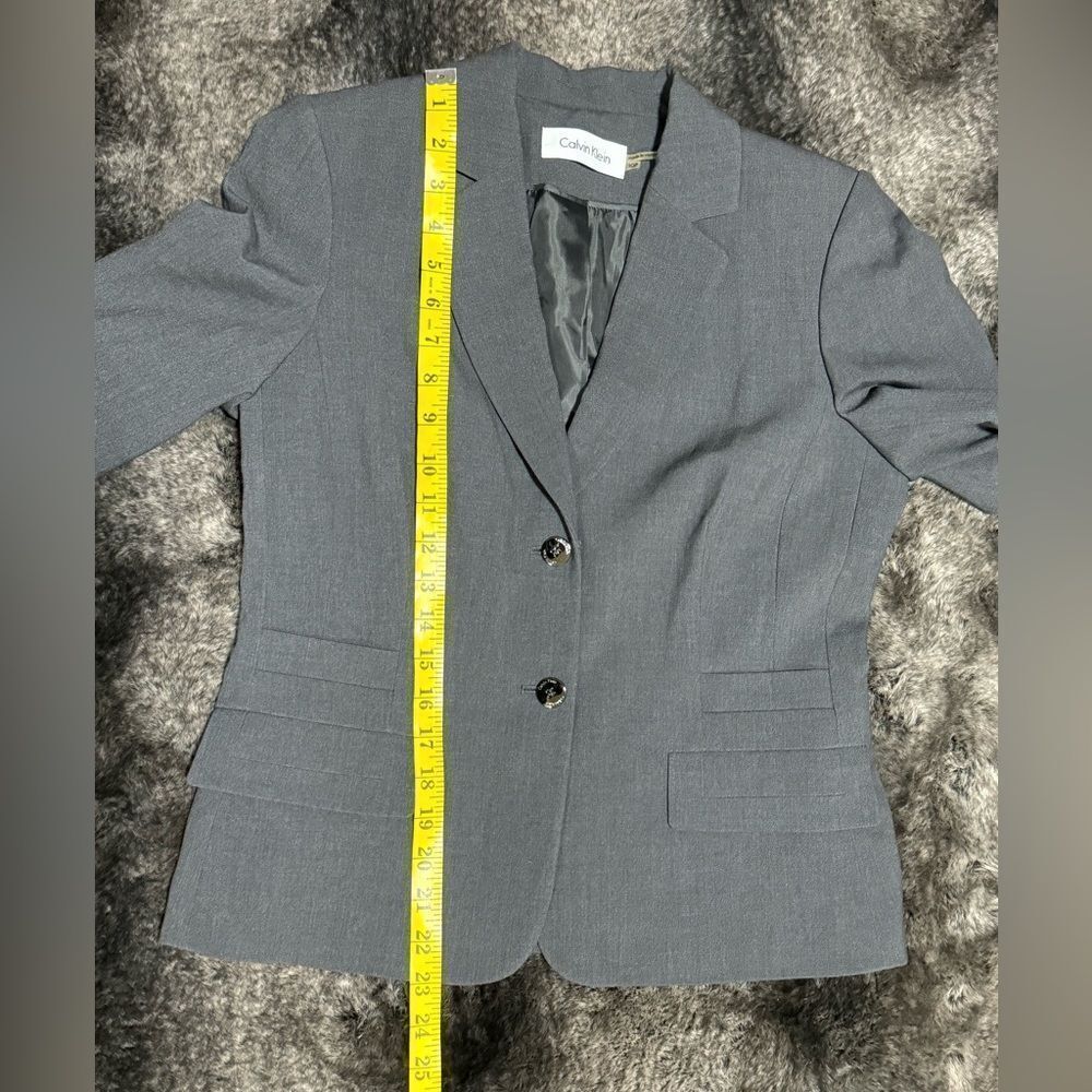 Calvin Klein Women 10P Gray Rayon Blend Blazer Career Office Rayon Blend - Picture 9 of 11